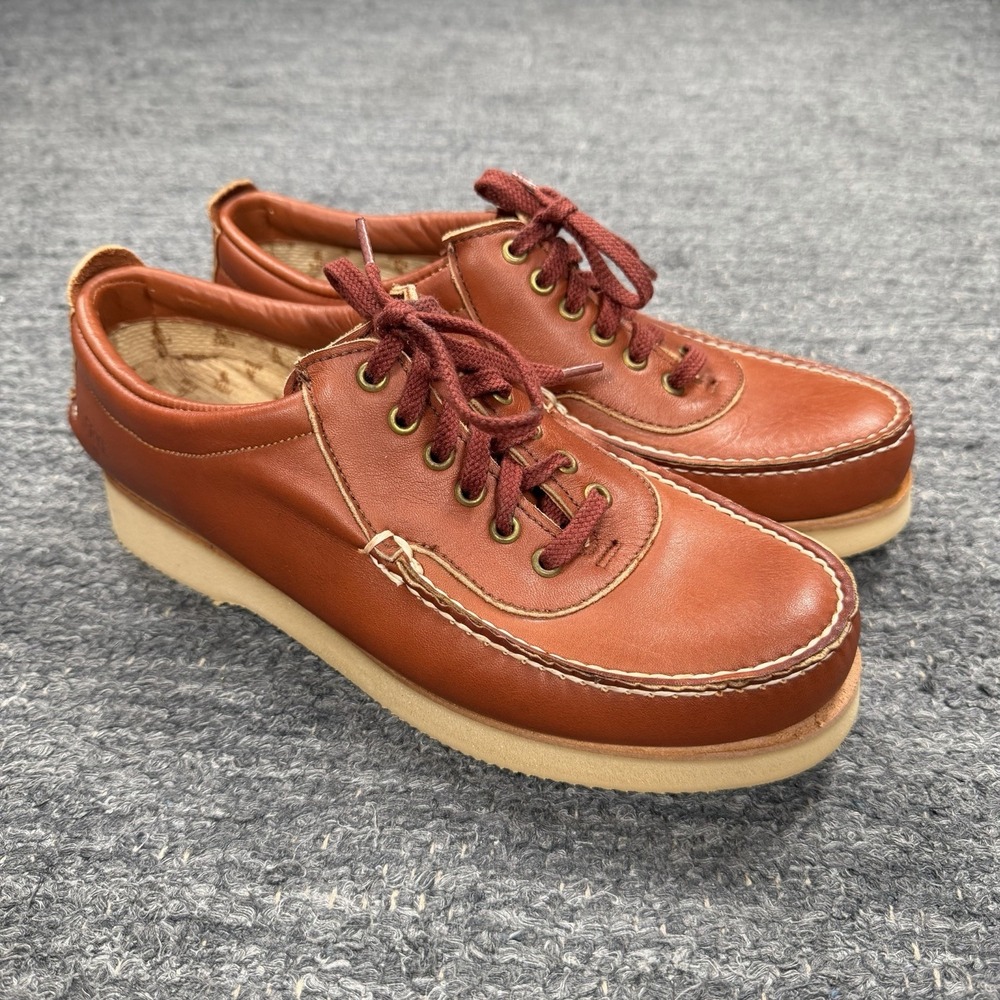 Frye Platform Wedge Oxfords Men 8 Brown Leather Moc Toe Creepers Retro 70s Shoes